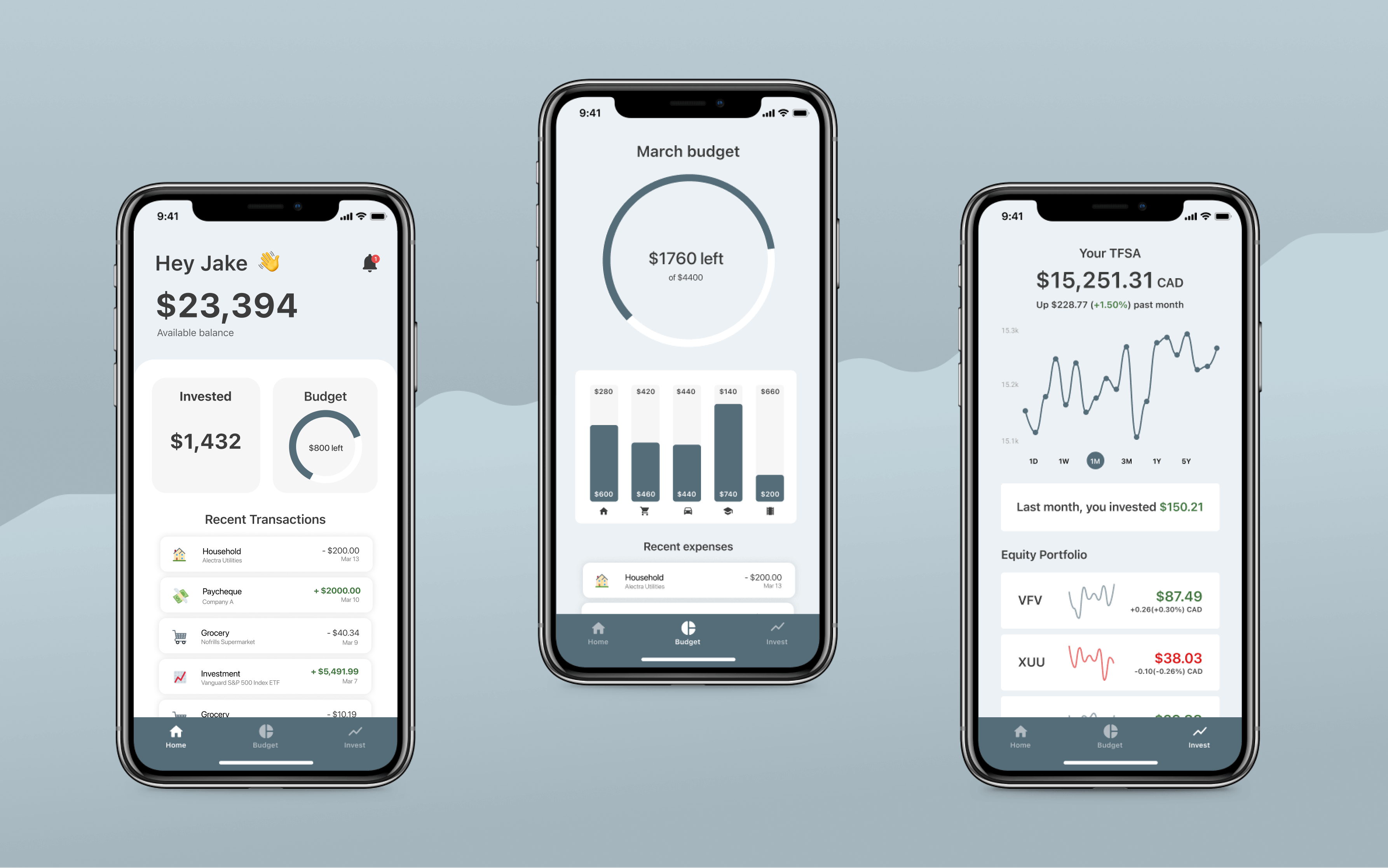 UpBudget — budgeting app screens